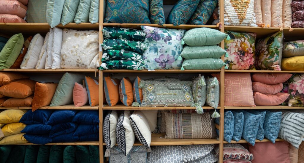 statement textile such as decorative pillows